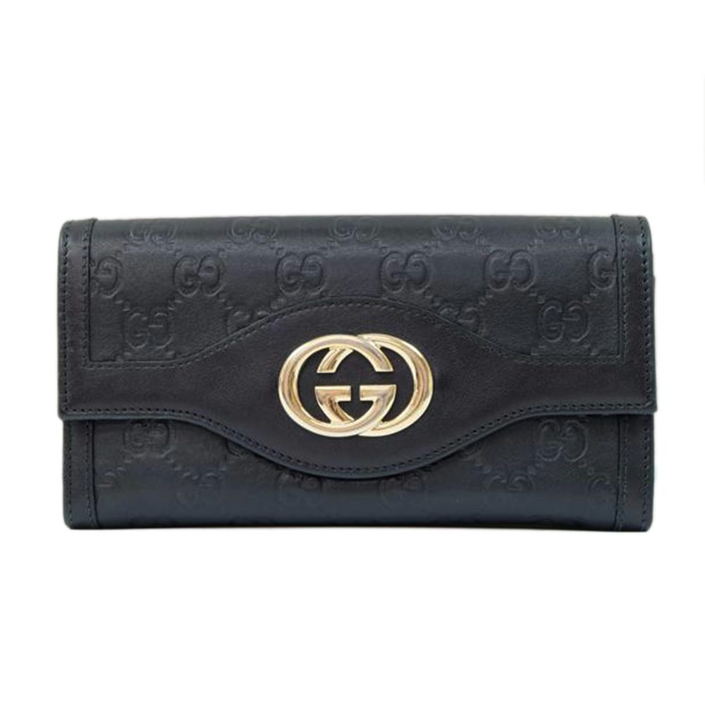 Gucci Interlocking Shima Leather Long Wallet Black - image 1